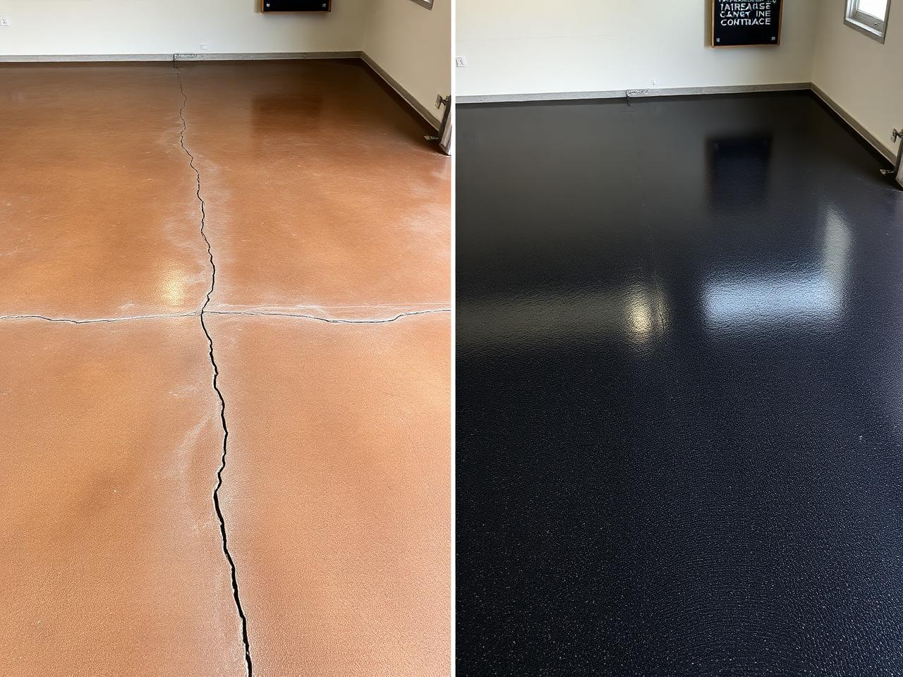 Before and after garage epoxy flooring transformation
