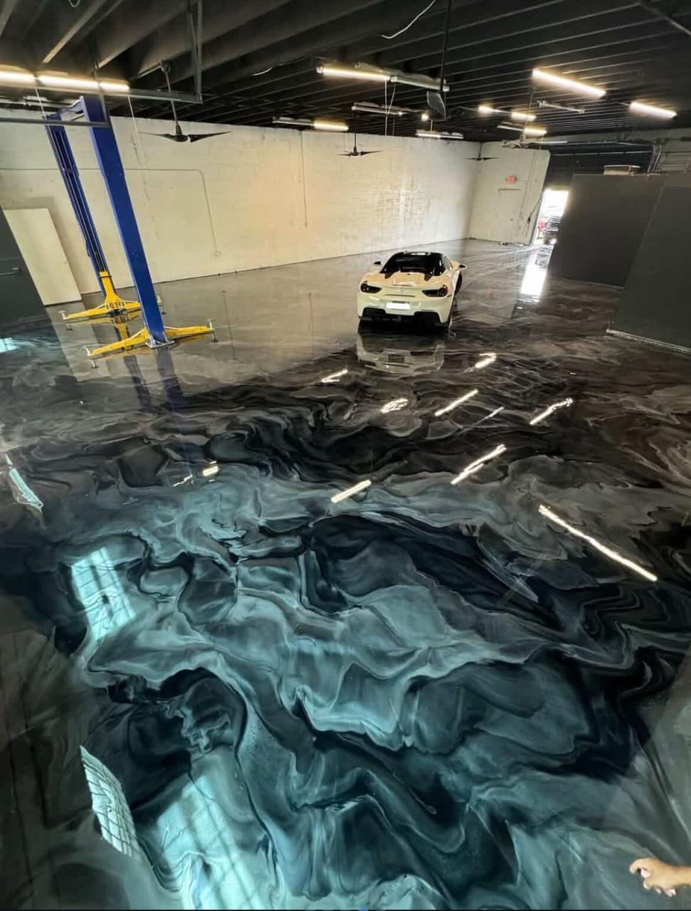 Industrial epoxy flooring installed inside a warehouse